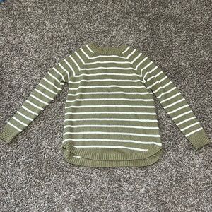 Army green and white stripped sweater. Worn once. Size is medium.